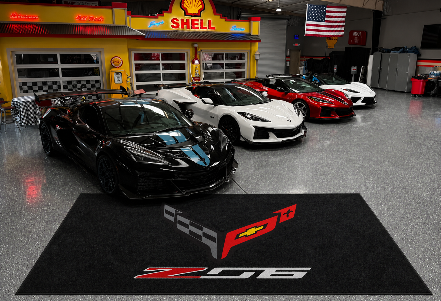 Corvette Z06 Garage Floor Mat 5x7 FT (60x87 Inches) Showroom Rug