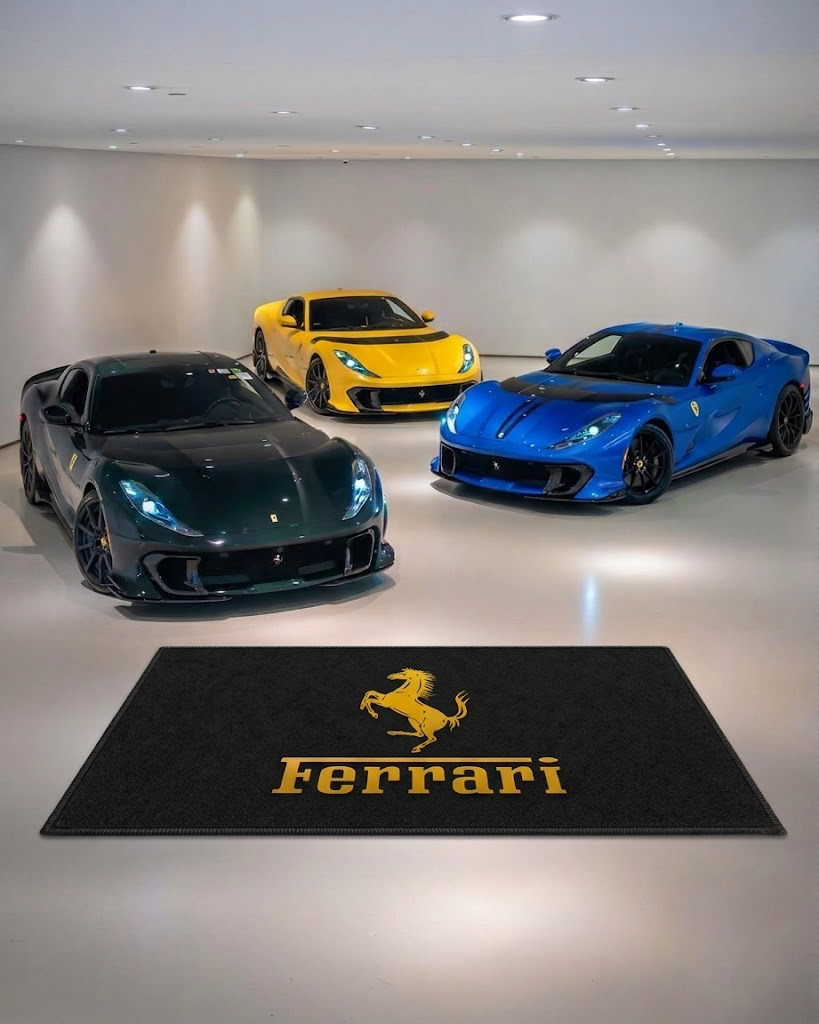 Ferrari Garage Floor Mat 5x7 FT (60x87 Inches) Showroom Rug