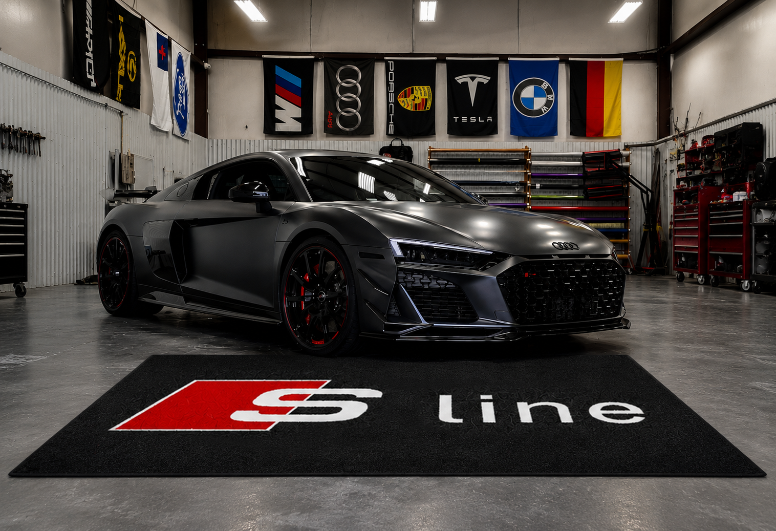 Audi S-Line Garage Floor Mat – Premium Parking Mat 60x87 Inches