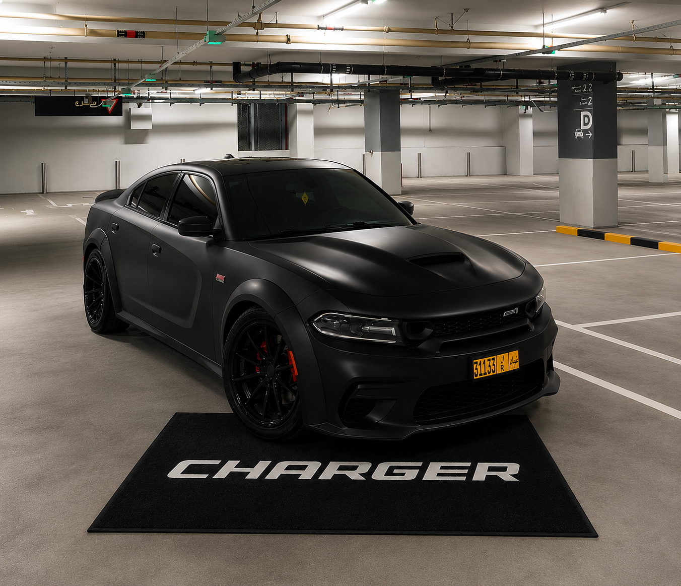 Dodge Charger Garage Floor Mat 5x7 FT (60x87 Inches) Showroom Rug