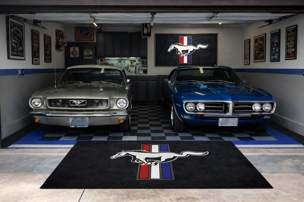 Mustang Garage Floor Mat 5x7 FT (60x87 Inches) Showroom Rug