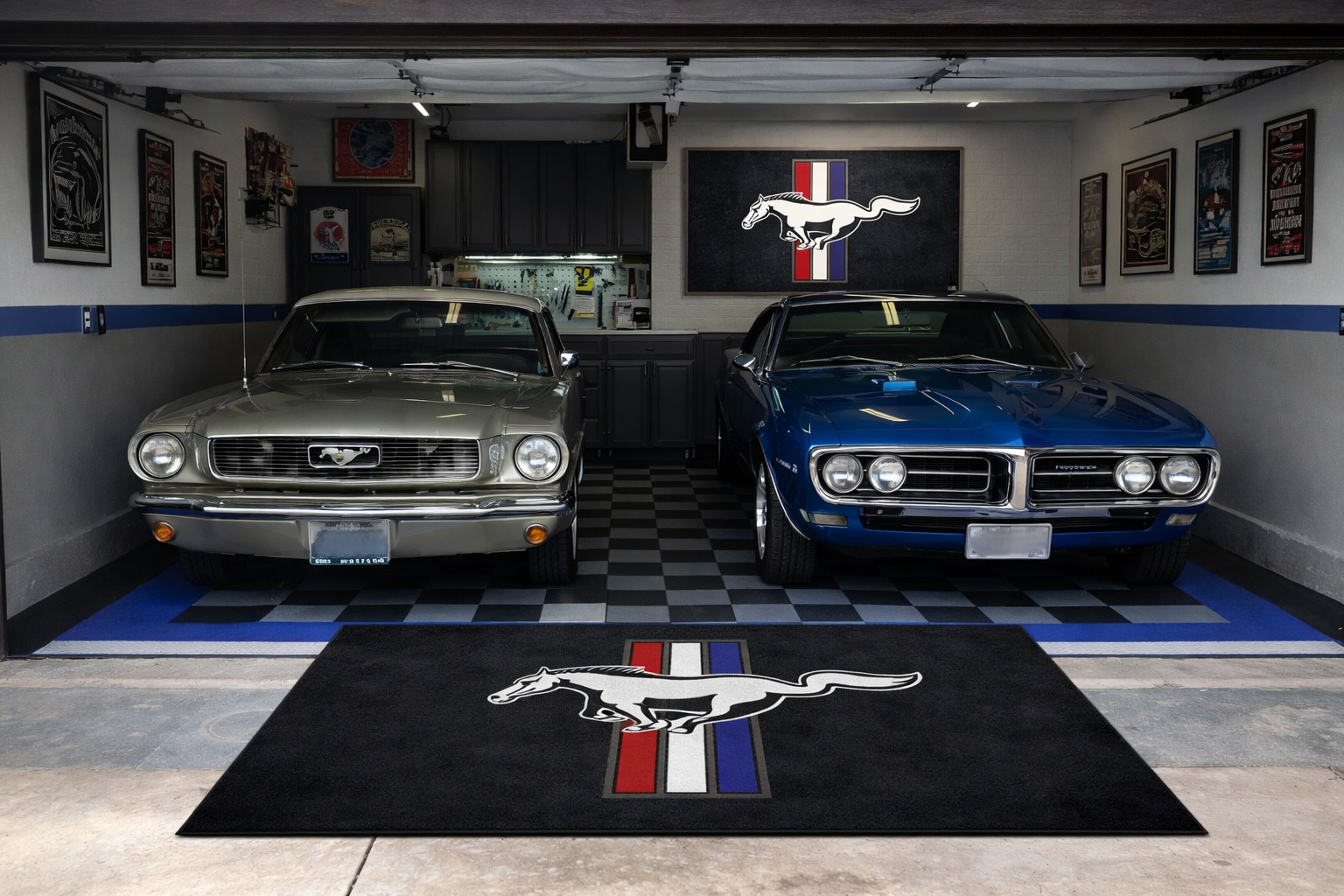 Mustang Garage Floor Mat 5x7 FT (60x87 Inches) Showroom Rug