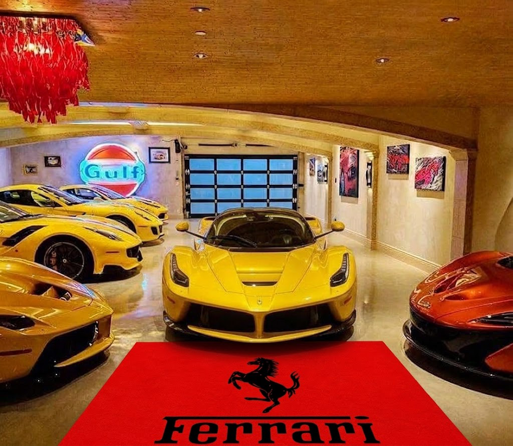 Ferrari Garage Floor Mat 5x7 FT (60x87 Inches) Showroom Rug