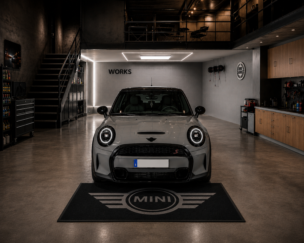 Mini Cooper Garage Floor Mat 5x7 FT (60x87 Inches) Showroom Rug