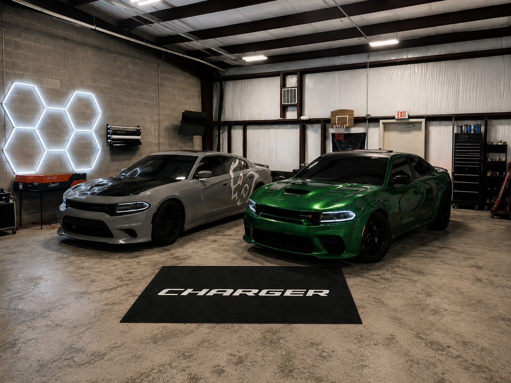 Dodge Charger Garage Floor Mat 5x7 FT (60x87 Inches) Showroom Rug