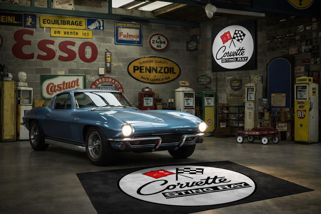 Corvette C2 Garage Floor Mat 5x7 FT (60x87 Inches) Showroom Rug