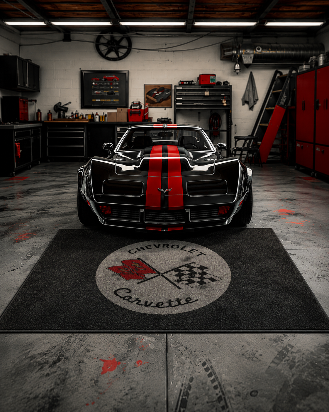 Corvette C2 Garage Floor Mat 5x7 FT (60x87 Inches) Showroom Rug