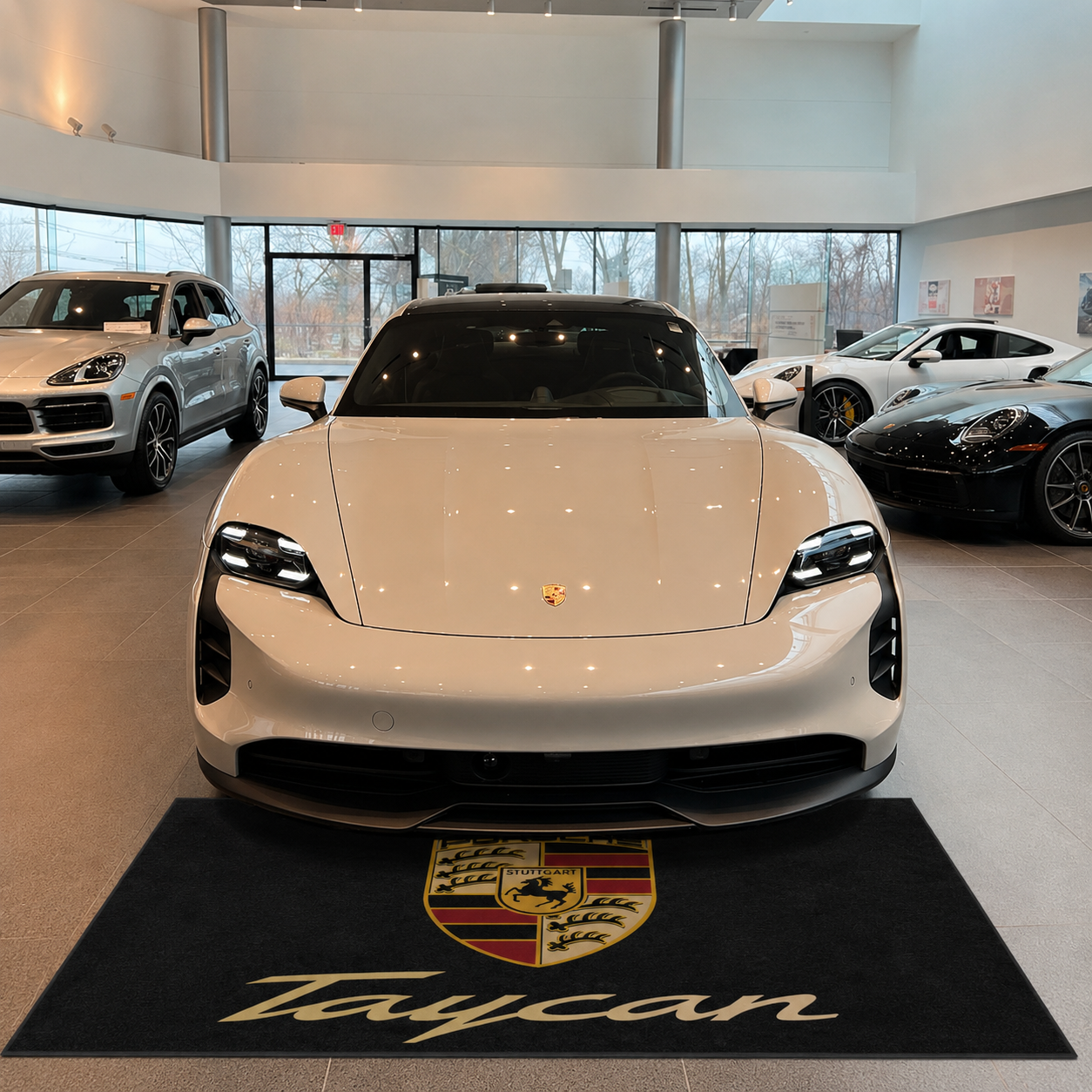 Porsche Taycan Garage Floor Mat 5x7 FT (60x87 Inches) Showroom Rug