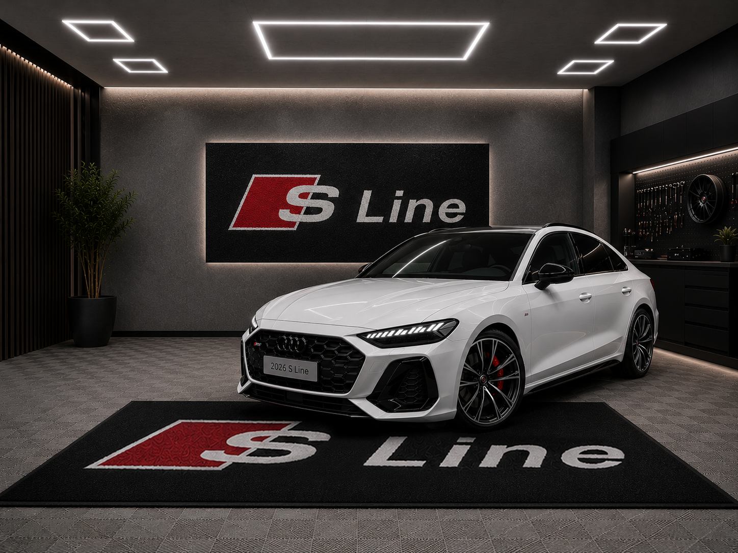 Audi S-Line Garage Floor Mat – Premium Parking Mat 60x87 Inches