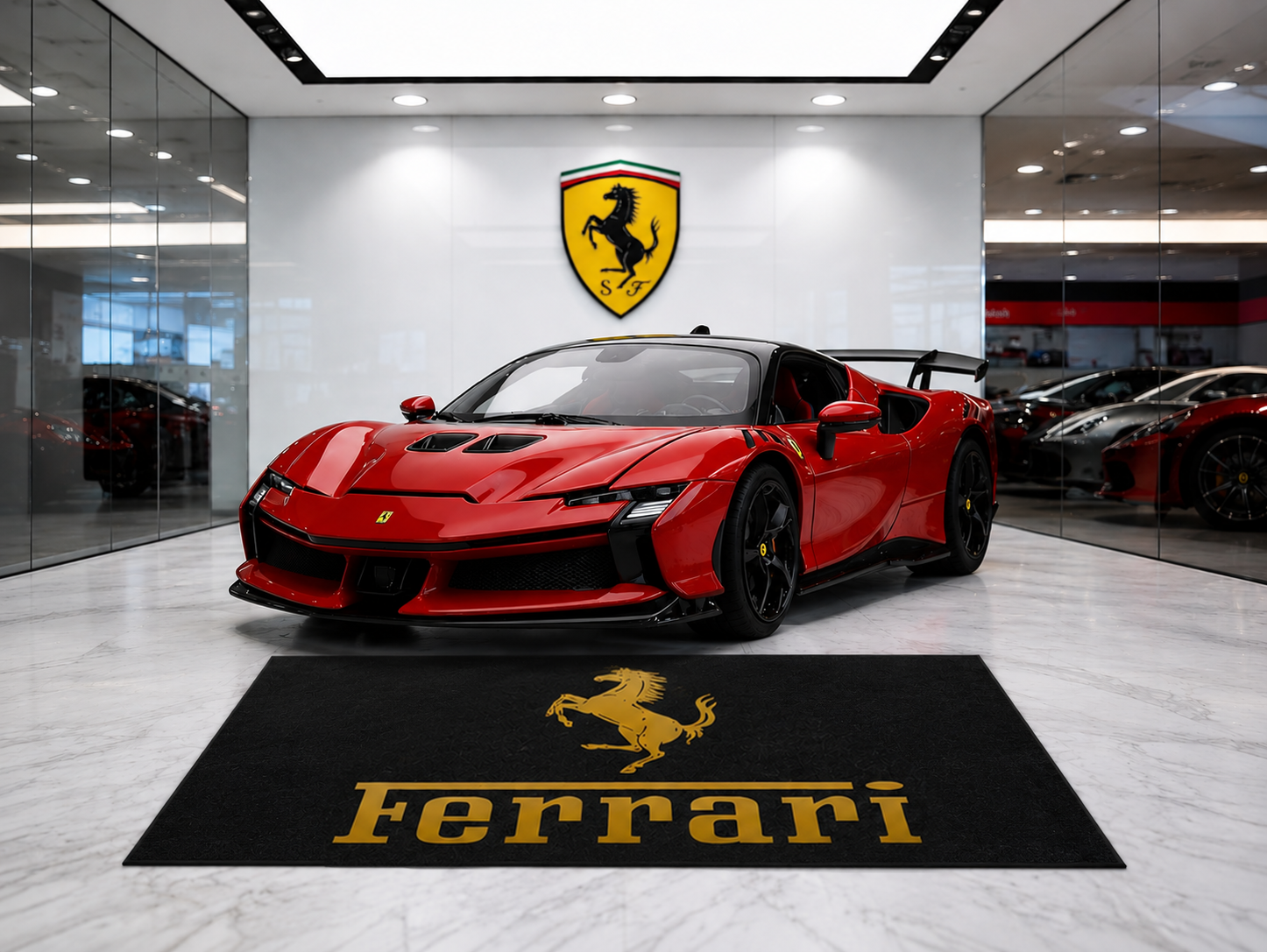 Ferrari Garage Floor Mat 5x7 FT (60x87 Inches) Showroom Rug