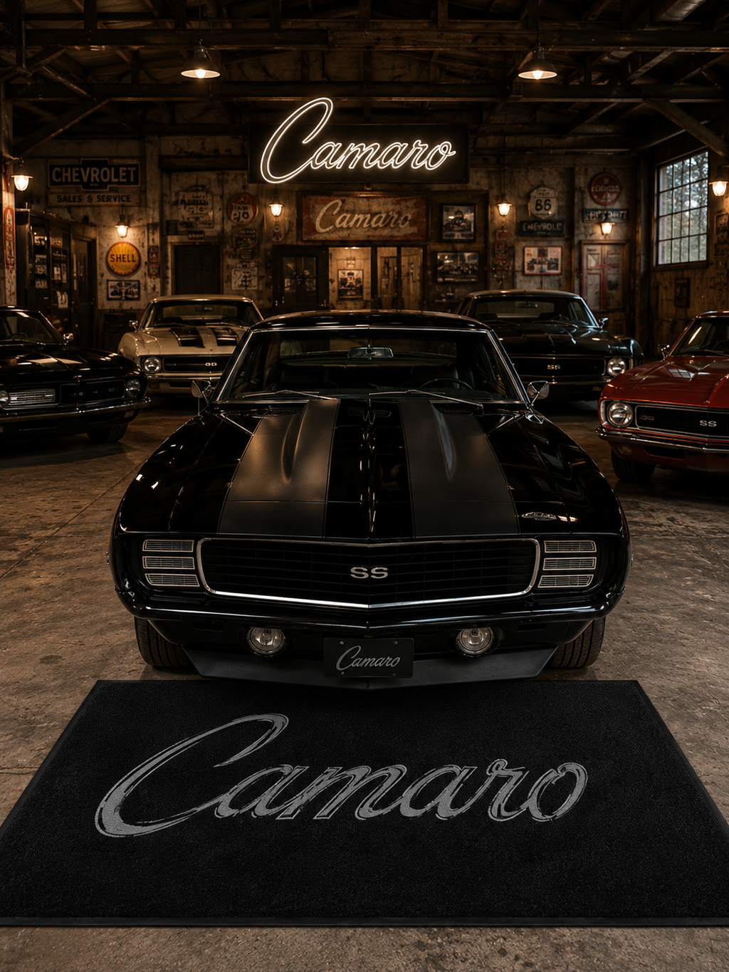 Camaro Garage Floor Mat 5x7 FT (60x87 Inches) Showroom Rug