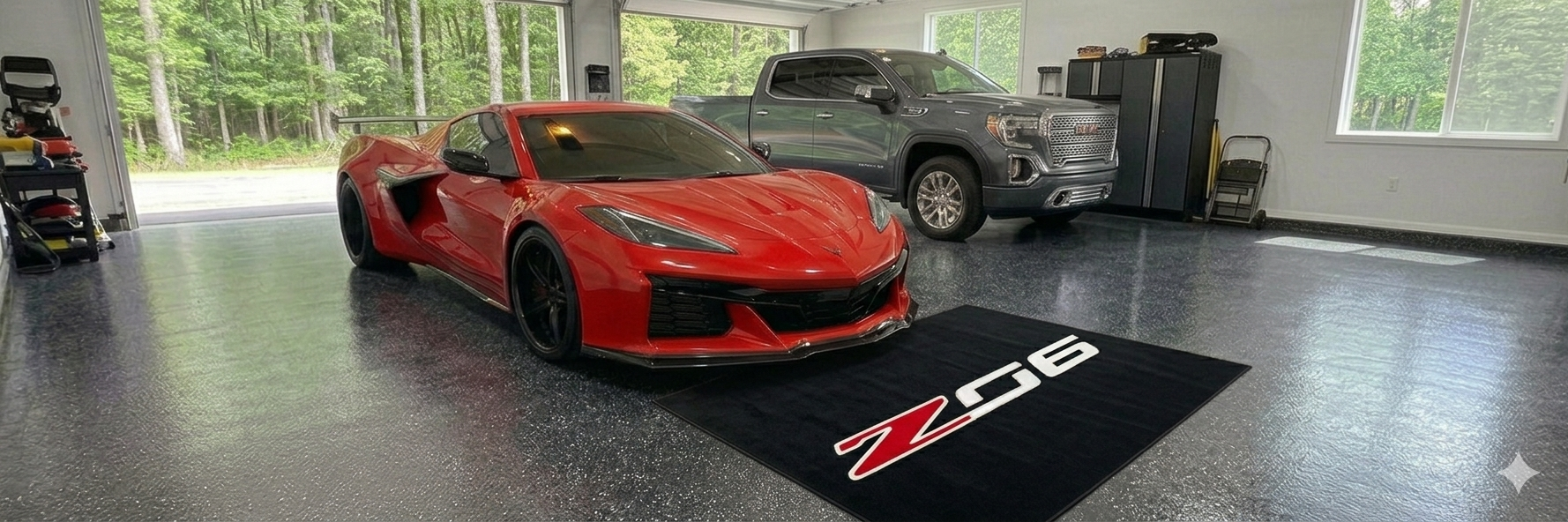 Corvette Z06 Garage Floor Mat 5x7 FT (60x87 Inches) Showroom Rug