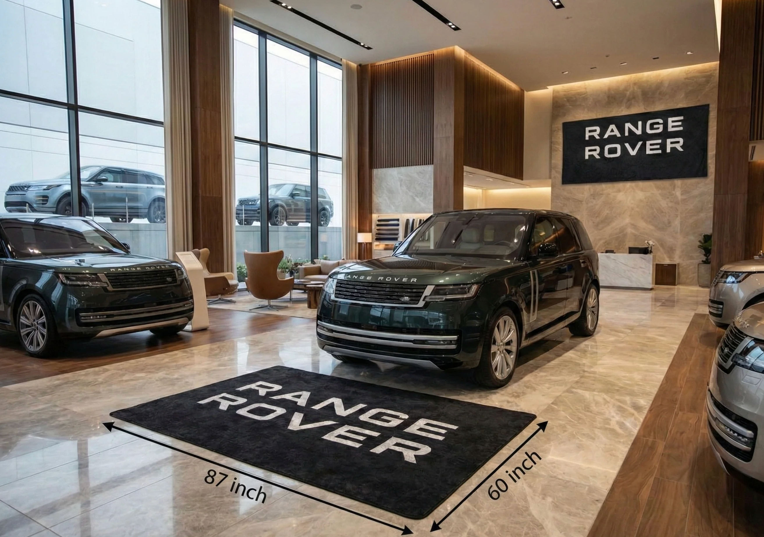 Range Rover Garage Floor Mat 5x7 FT (60x87 Inches) Showroom Rug