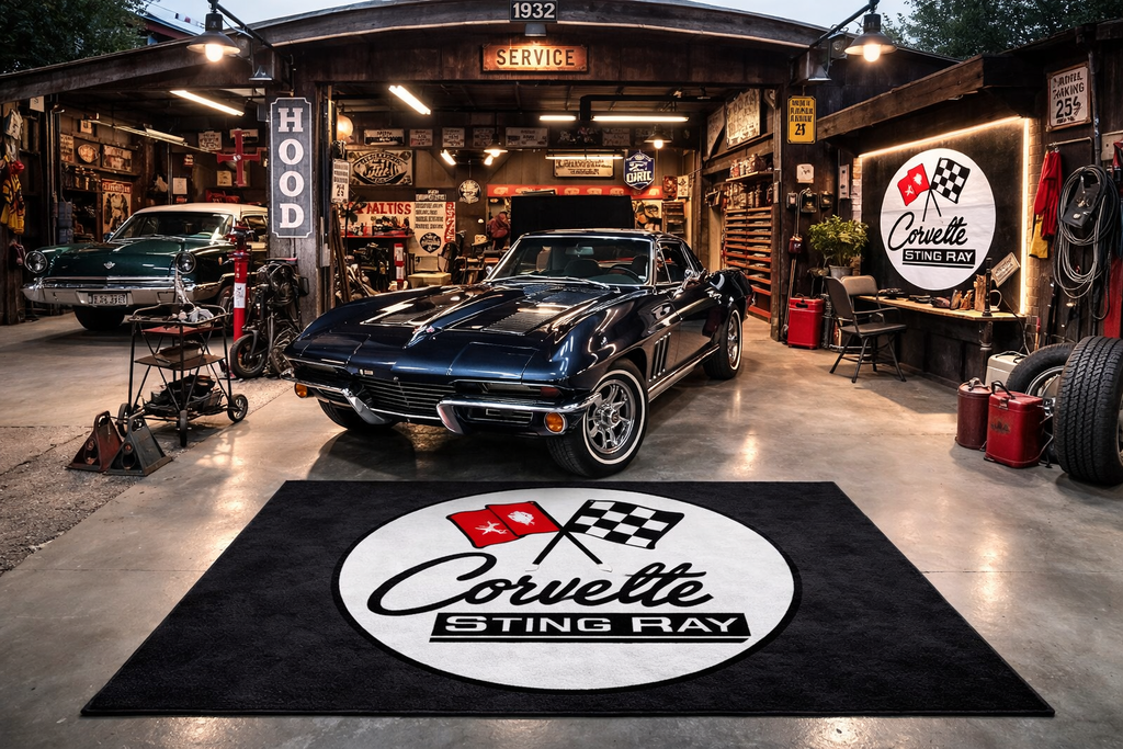 Corvette C2 Garage Floor Mat 5x7 FT (60x87 Inches) Showroom Rug