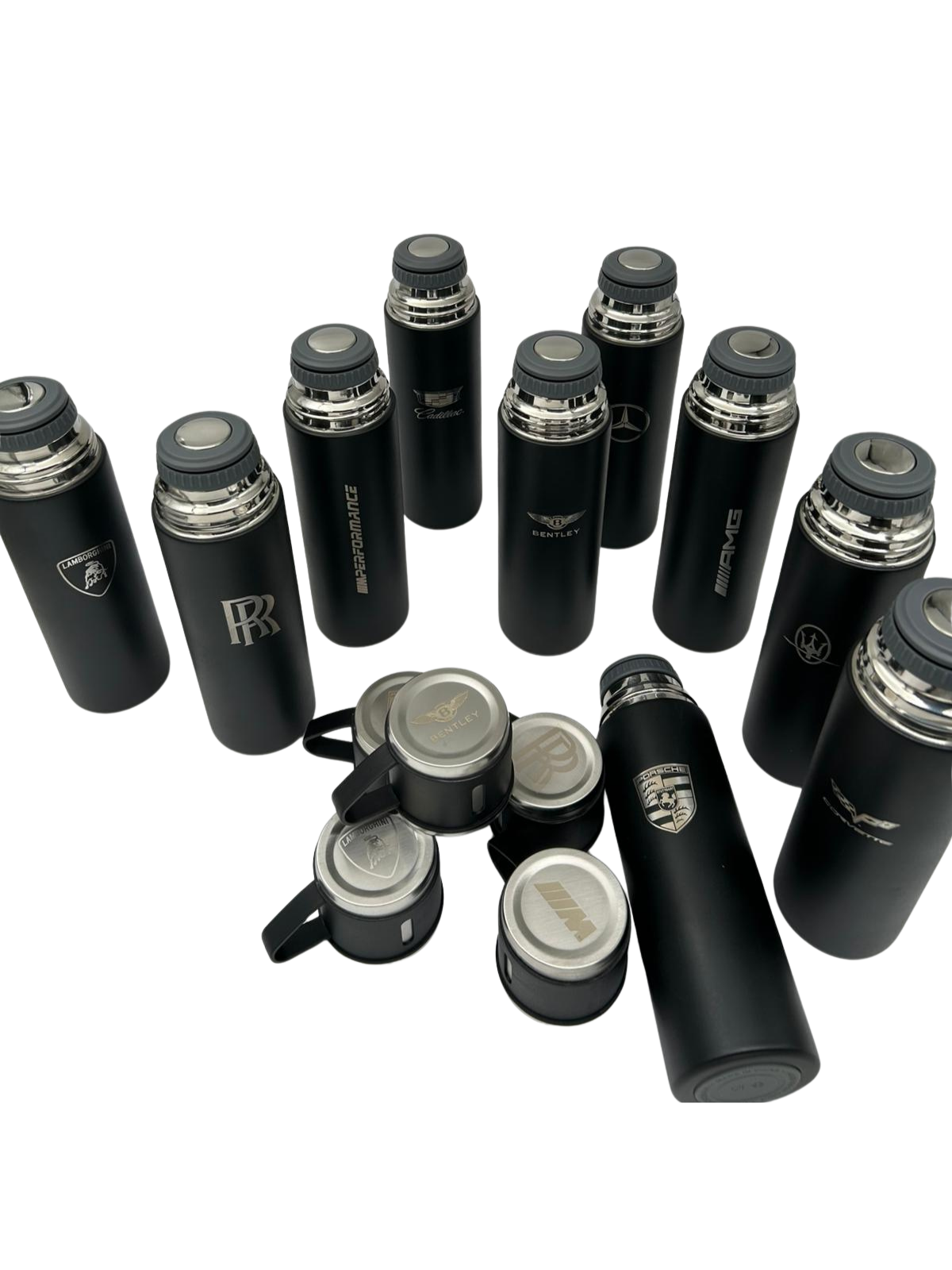 Laser Logo Thermos Set 500 ml – Choose Your Model - Insulated Flask with 3 Cups