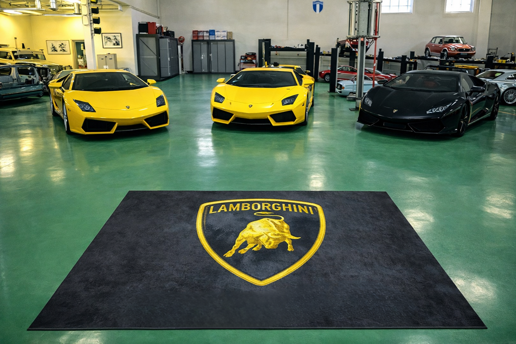 Lamborghini Garage Floor Mat 5x7 FT (60x87 Inches) Showroom Rug