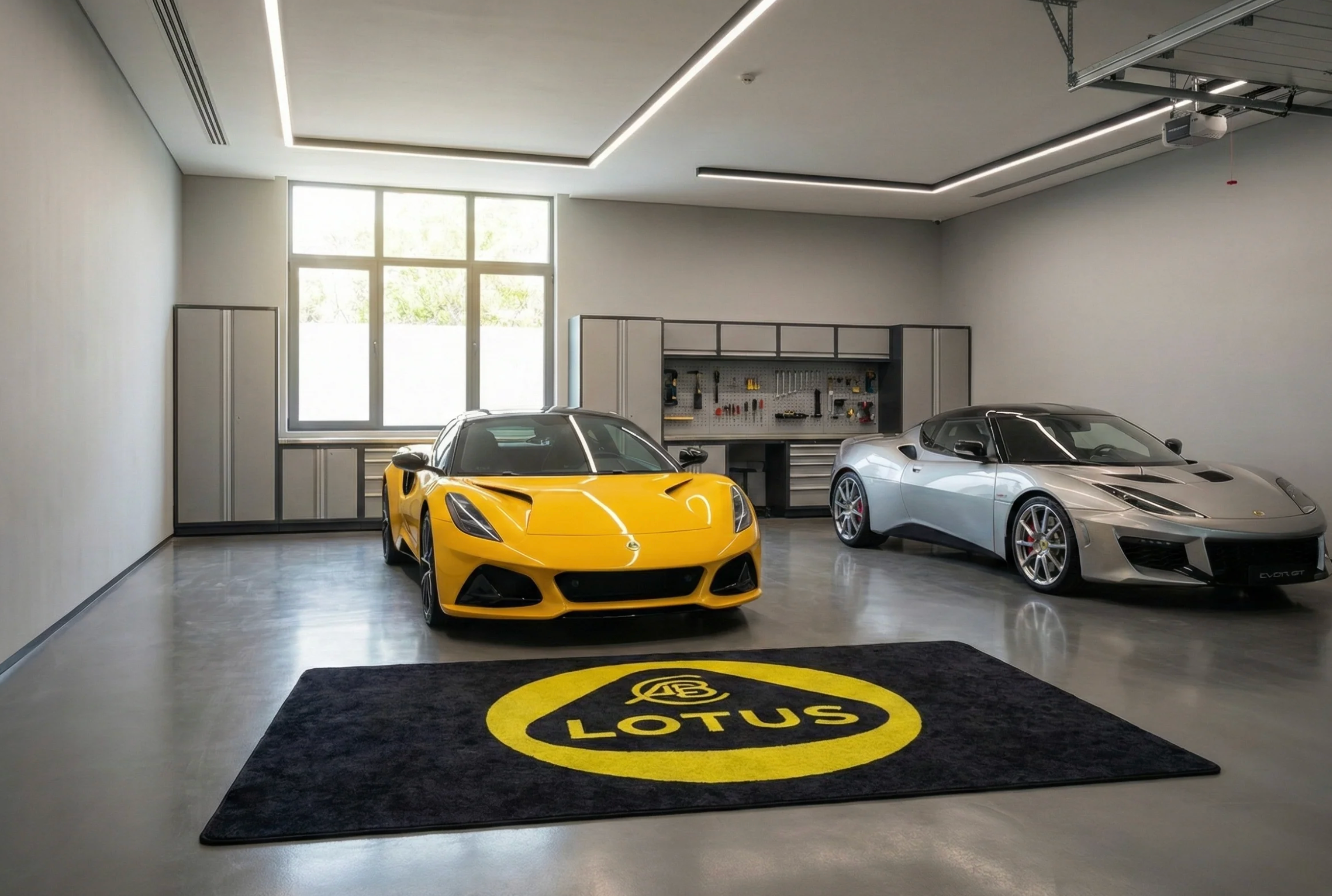Lotus Garage Floor Mat 5x7 FT (60x87 Inches) Showroom Rug