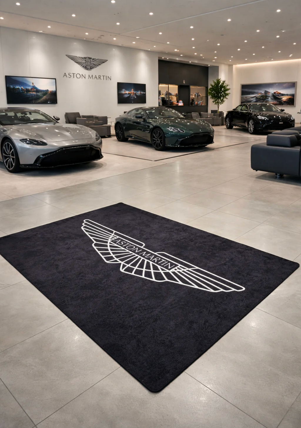 Aston Martin Garage Floor Mat 5x7 FT (60x87 Inches) Showroom Rug