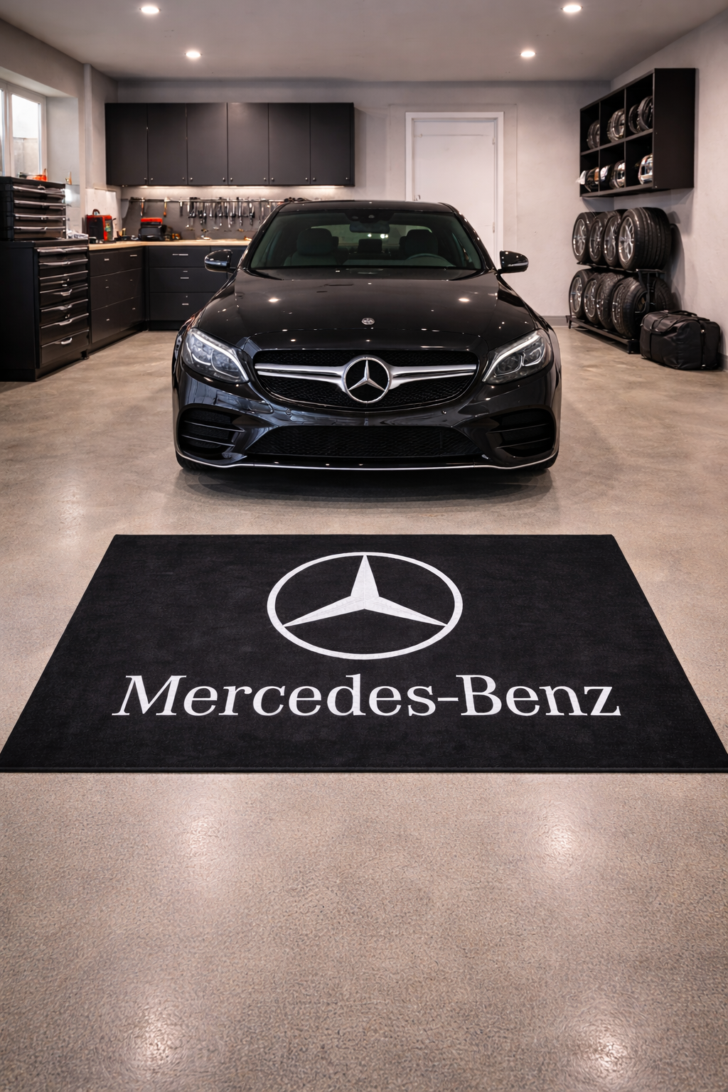 Mercedes Benz Garage Floor Mat 5x7 FT (60x87 Inches) Showroom Rug