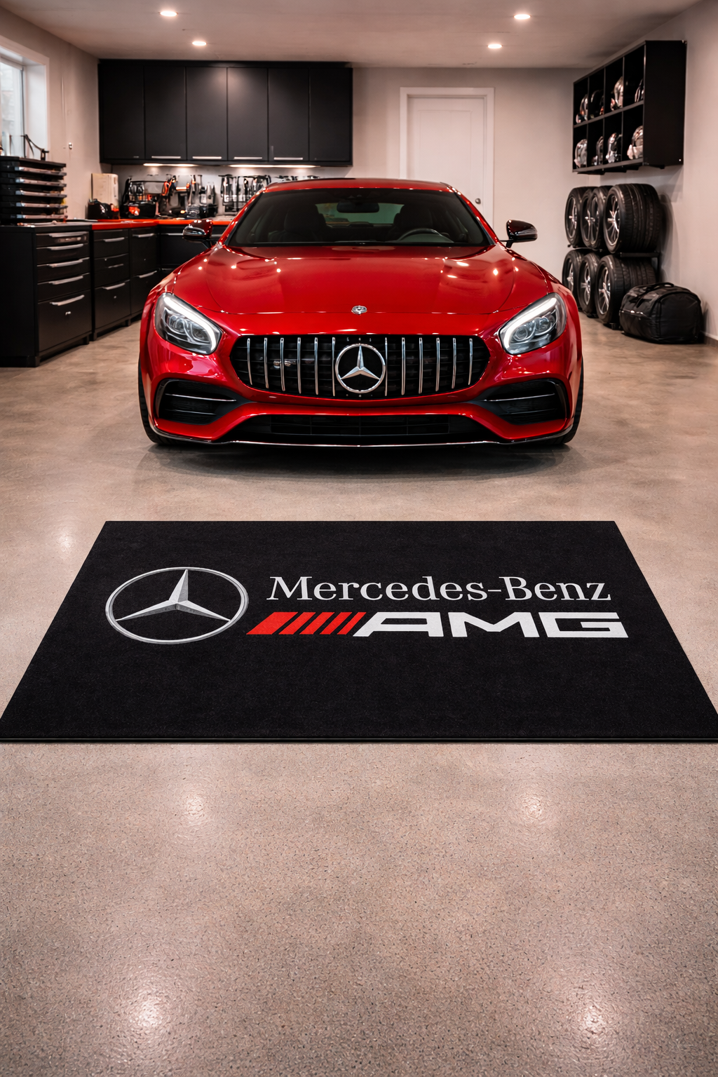 Mercedes Benz AMG Garage Floor Mat 5x7 FT (60x87 Inches) Showroom Rug