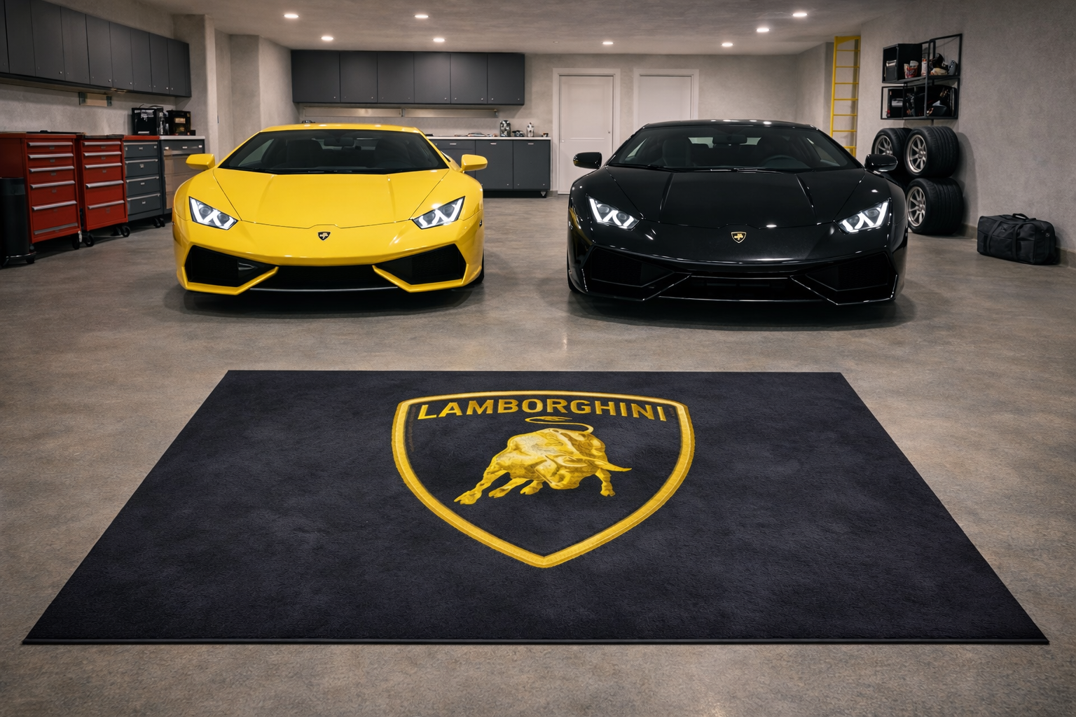 Lamborghini Garage Floor Mat 5x7 FT (60x87 Inches) Showroom Rug