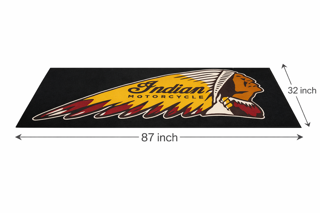 Indian Motorcycle Garage Floor Mat 32x87 Inches Premium Showroom Rug