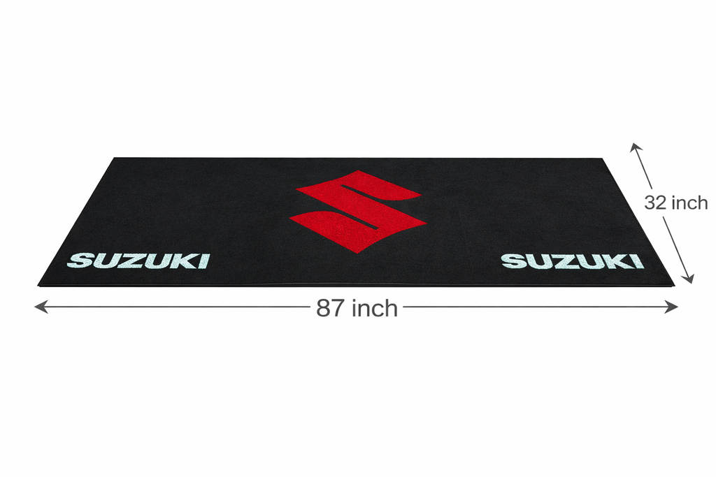 Suzuki Motorcycle Garage Floor Mat 32x87 Inches Premium Showroom Rug