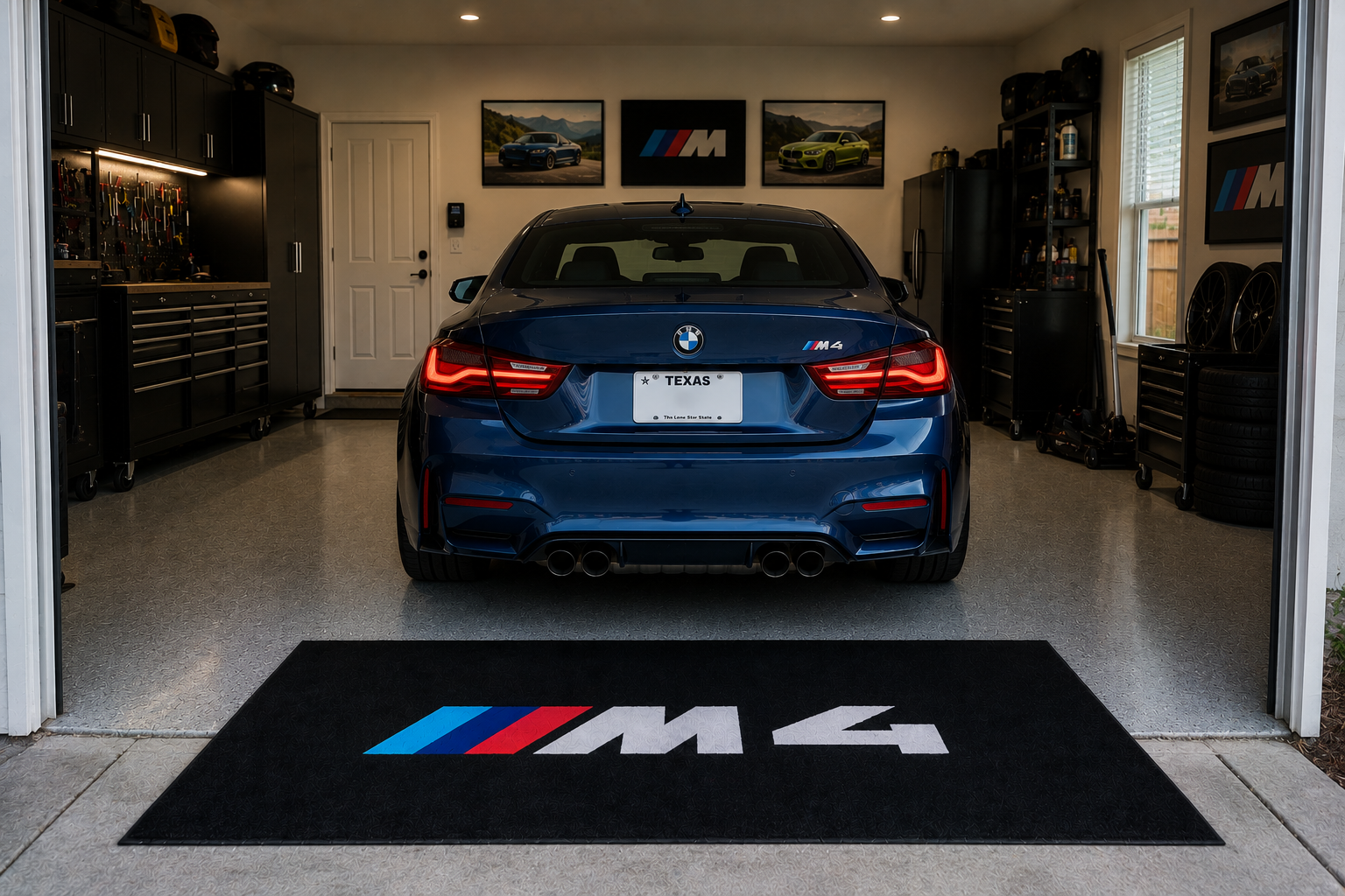 BMW M4 Garage Floor Mat – Premium Parking Mat 60x87 Inches
