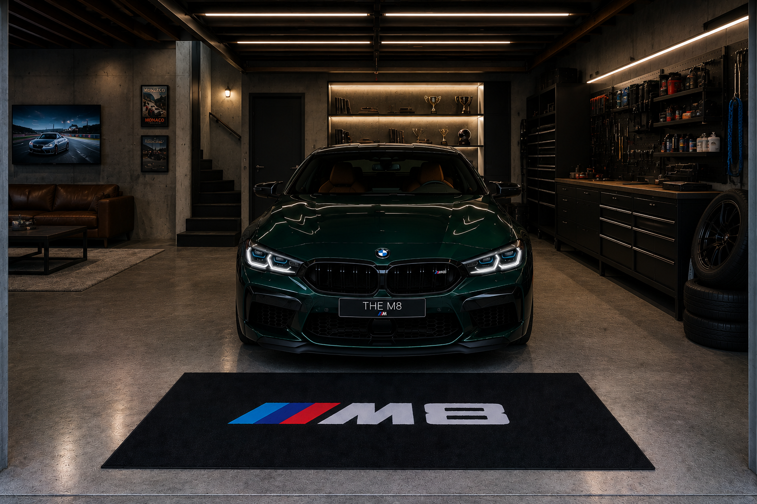BMW M8 Garage Floor Mat – Premium Parking Mat 60x87 Inches
