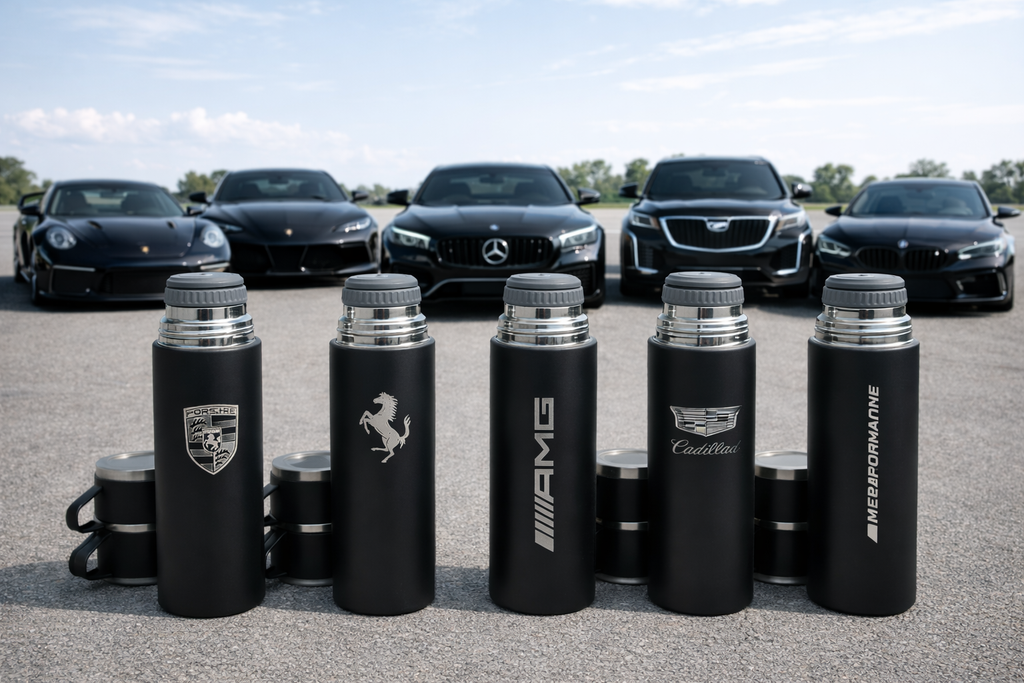 Laser Logo Thermos Set 500 ml – Choose Your Model - Insulated Flask with 3 Cups