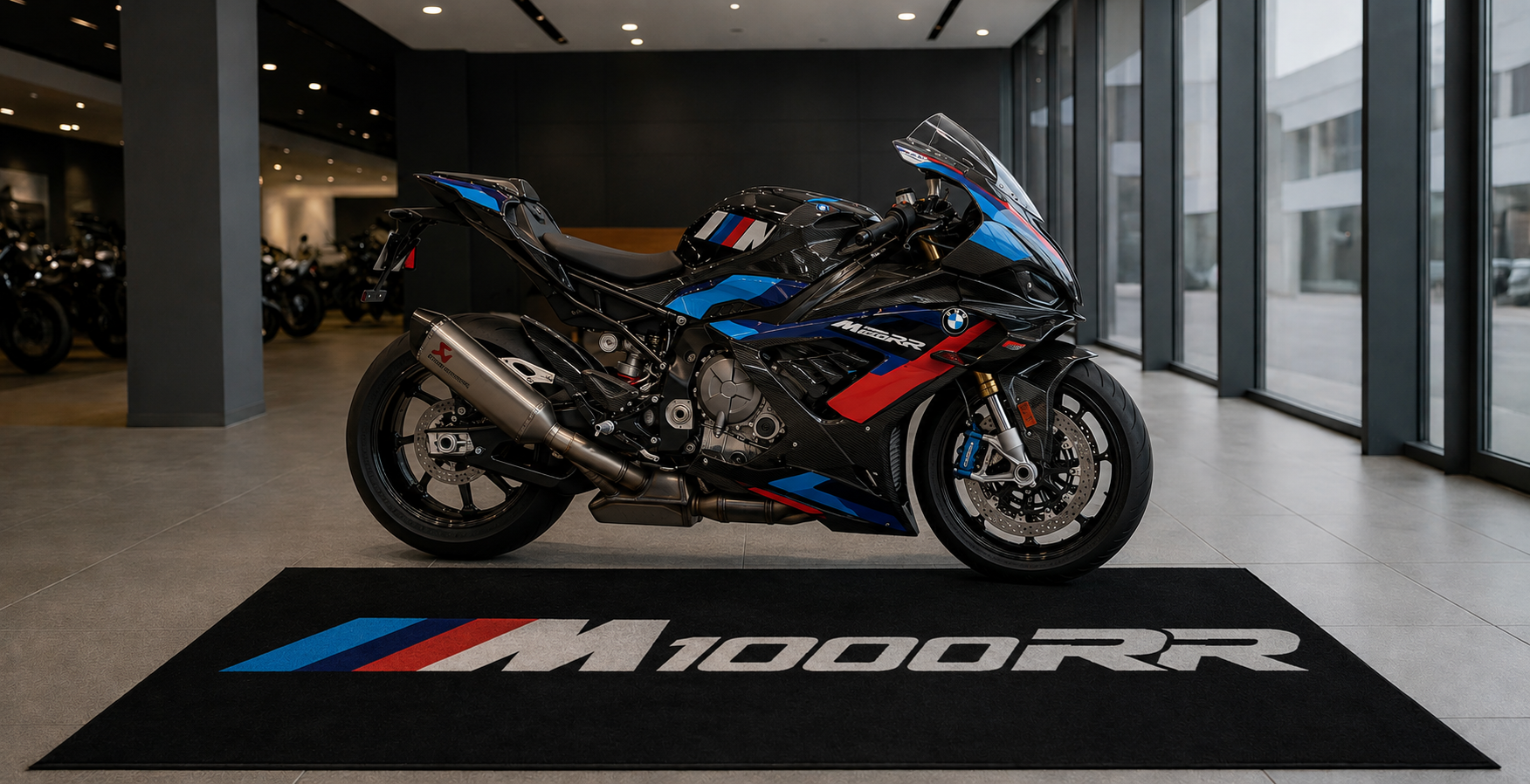 BMW M1000RR Motorcycle Garage Mat – Premium 32x87 Inch Parking Floor Mat