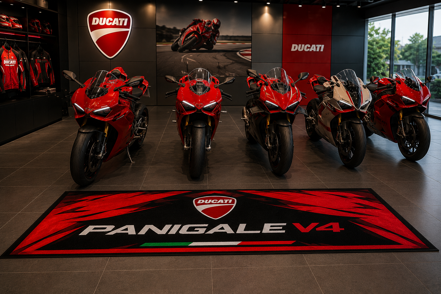 Ducati Panigale V4 Motorcycle Garage Mat – Premium 32x87 Inch Parking Floor Mat