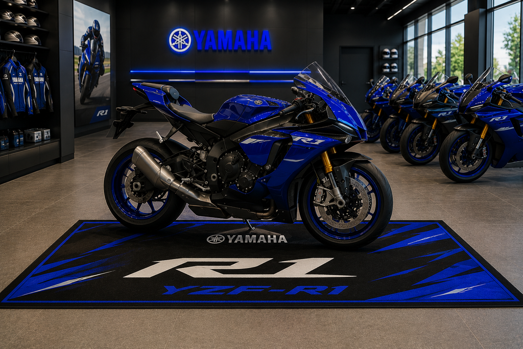 Yamaha YZF-R1 Motorcycle Garage Mat – Premium 32x87 Inch Parking Floor Mat
