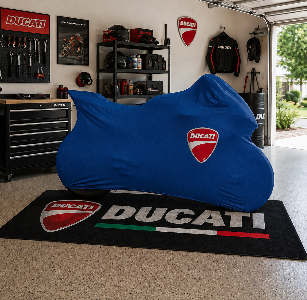 Ducati Motorcycle Rug & Cover BUNDLE – Choose Indoor or Outdoor Cover