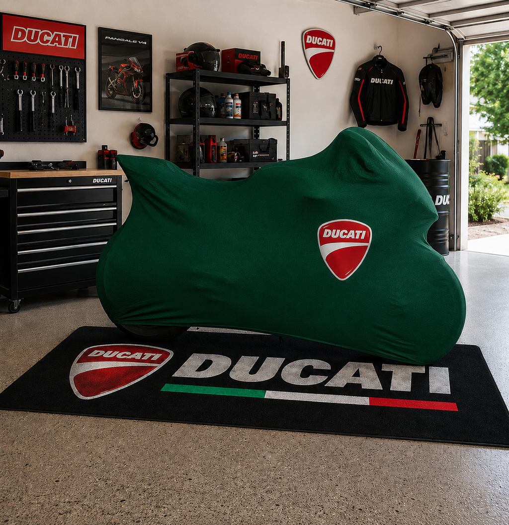 Ducati Motorcycle Rug & Cover BUNDLE – Choose Indoor or Outdoor Cover