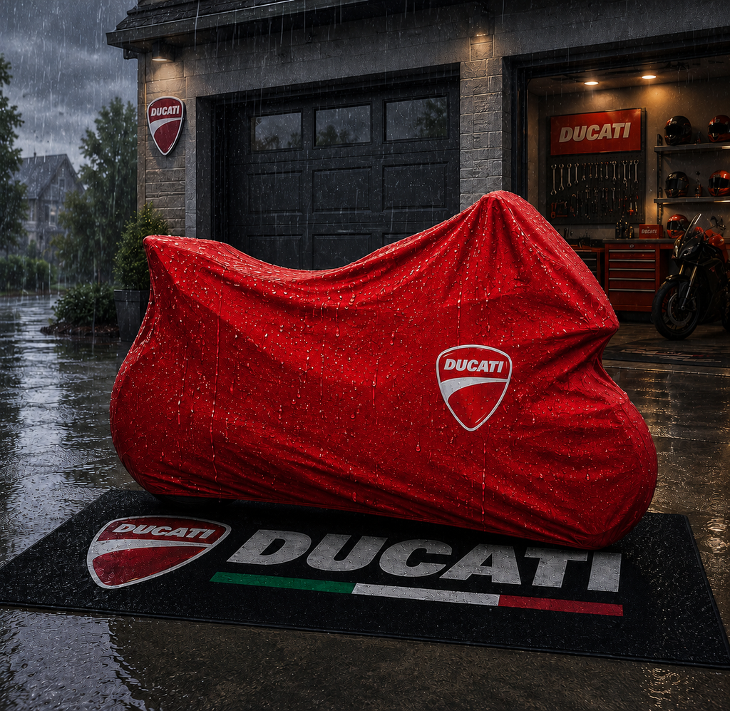 Ducati Motorcycle Rug & Cover BUNDLE – Choose Indoor or Outdoor Cover
