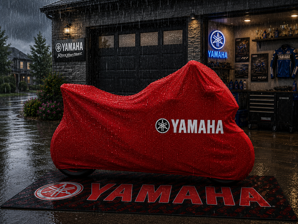 YAMAHA Motorcycle Rug & Cover BUNDLE – Choose Indoor or Outdoor Cover