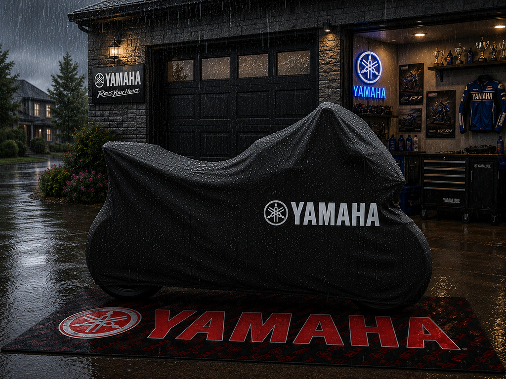 YAMAHA Motorcycle Rug & Cover BUNDLE – Choose Indoor or Outdoor Cover