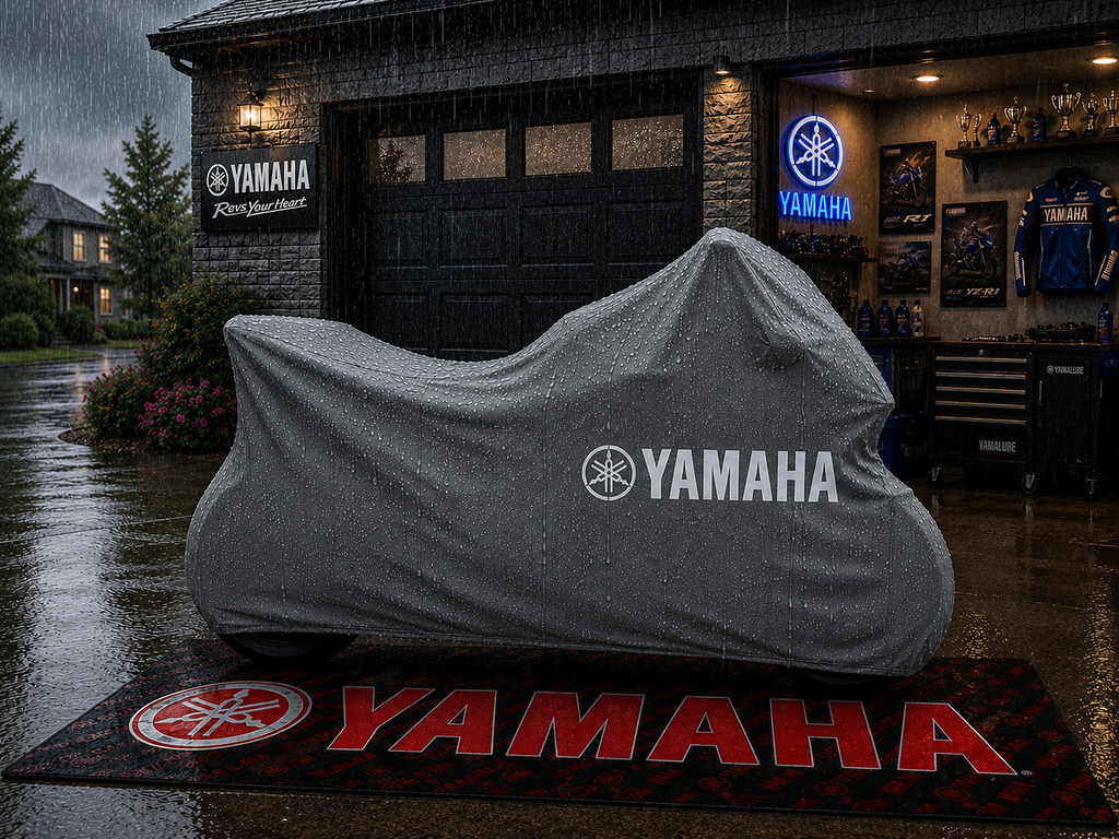 YAMAHA Motorcycle Rug & Cover BUNDLE – Choose Indoor or Outdoor Cover