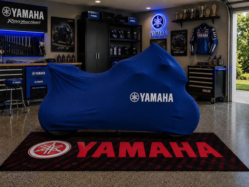 YAMAHA Motorcycle Rug & Cover BUNDLE – Choose Indoor or Outdoor Cover