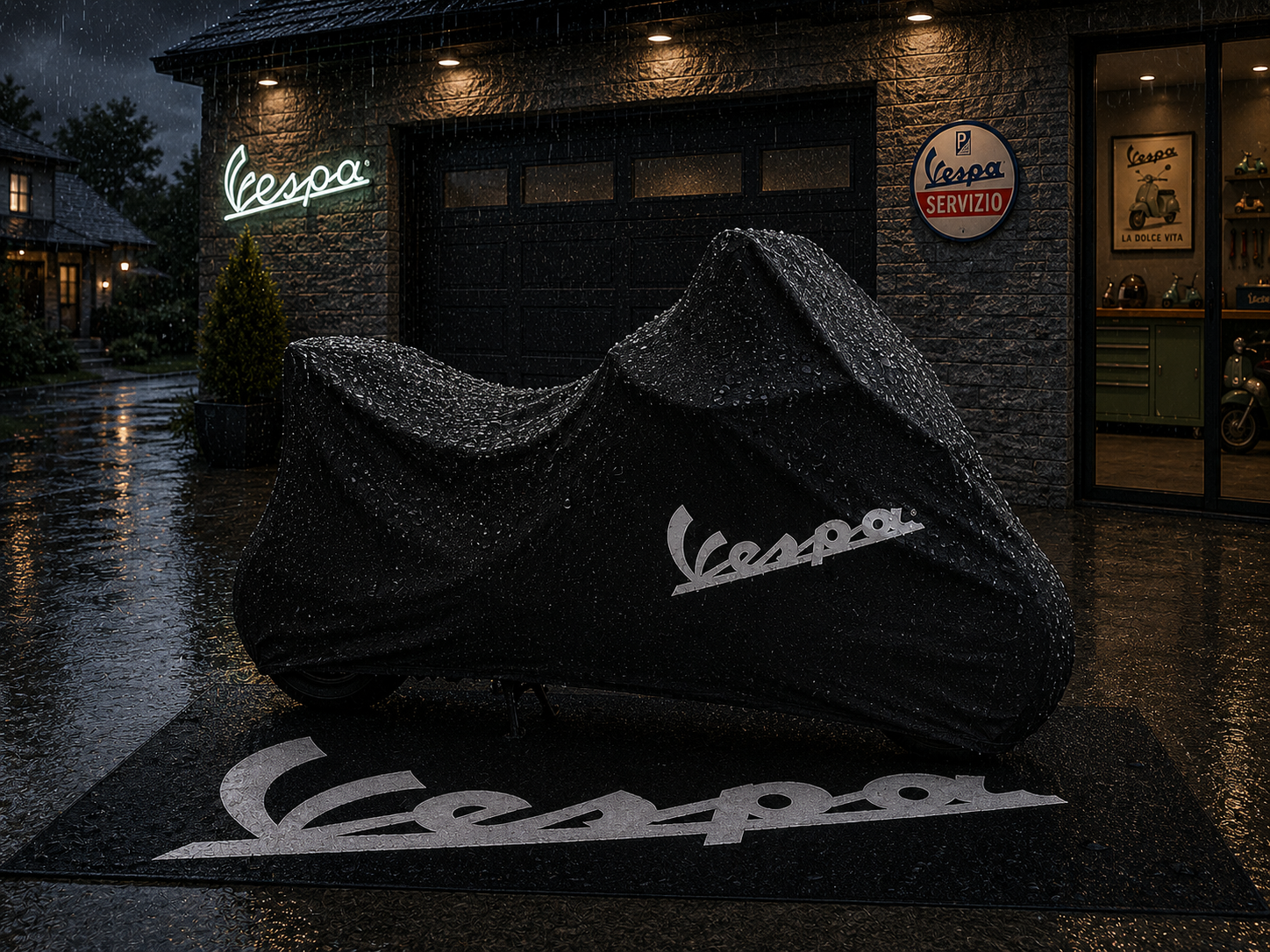 Vespa Motorcycle Rug & Cover BUNDLE – Choose Indoor or Outdoor Cover