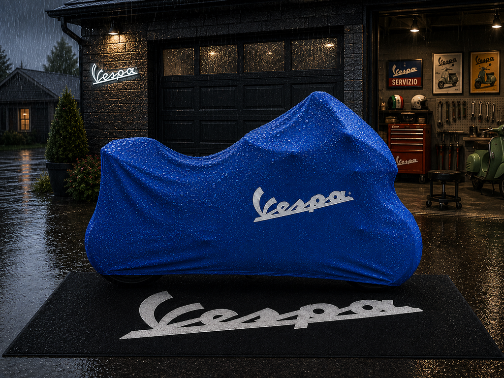 Vespa Motorcycle Rug & Cover BUNDLE – Choose Indoor or Outdoor Cover