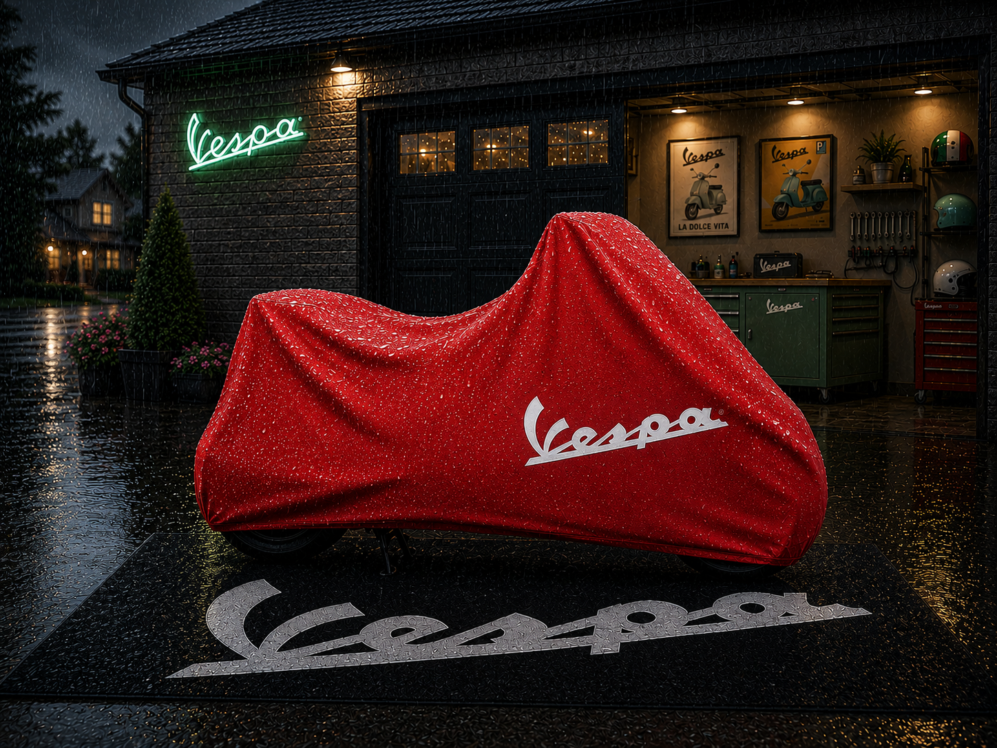 Vespa Motorcycle Rug & Cover BUNDLE – Choose Indoor or Outdoor Cover