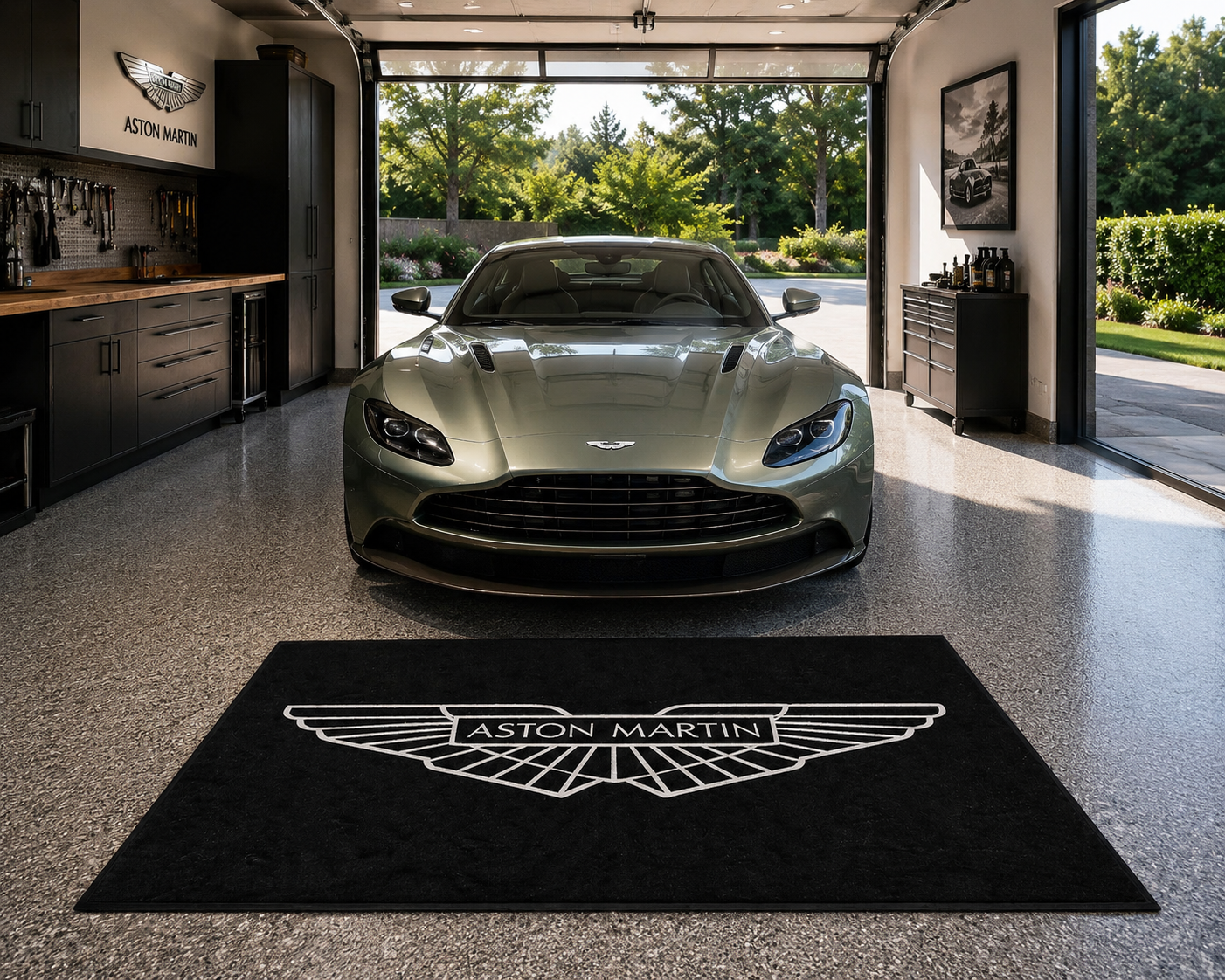 Aston Martin Garage Floor Mat 5x7 FT (60x87 Inches) Showroom Rug