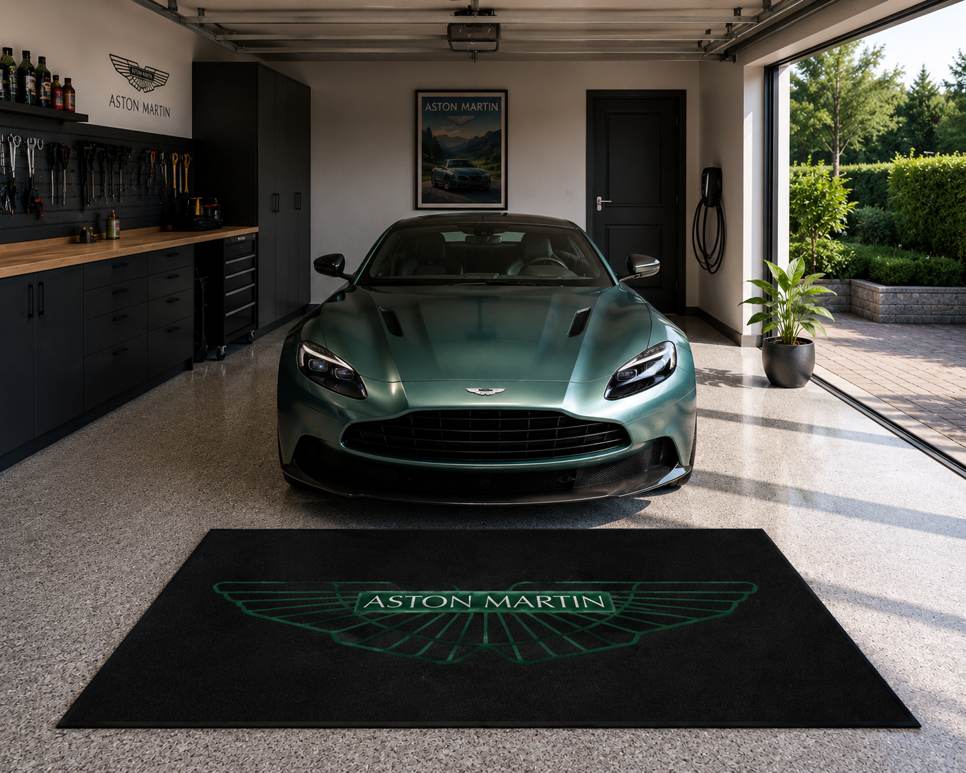 Aston Martin Garage Floor Mat 5x7 FT (60x87 Inches) Showroom Rug