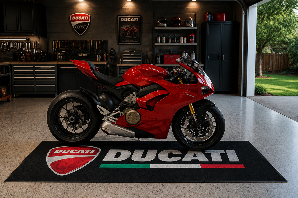 Ducati Motorcycle Garage Mat – Premium 32x87 Inch Parking Floor Mat