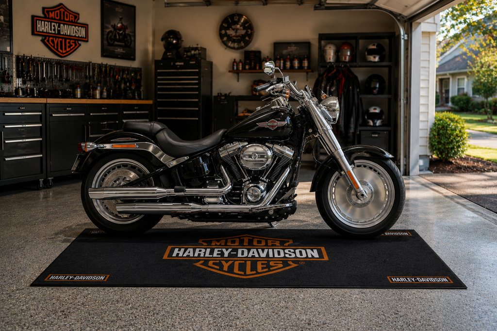 Harley Davidson Motorcycle Garage Mat – Premium 32x87 Inch Parking Floor Mat
