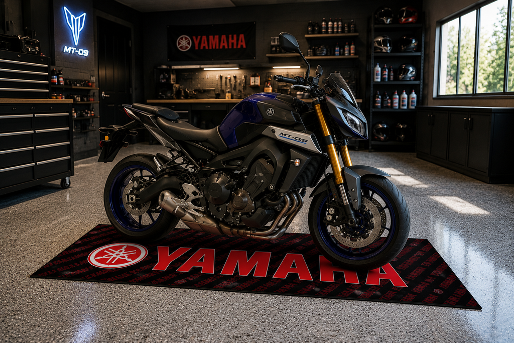 Yamaha Motorcycle Garage Mat – Premium 32x87 Inch Parking Floor Mat