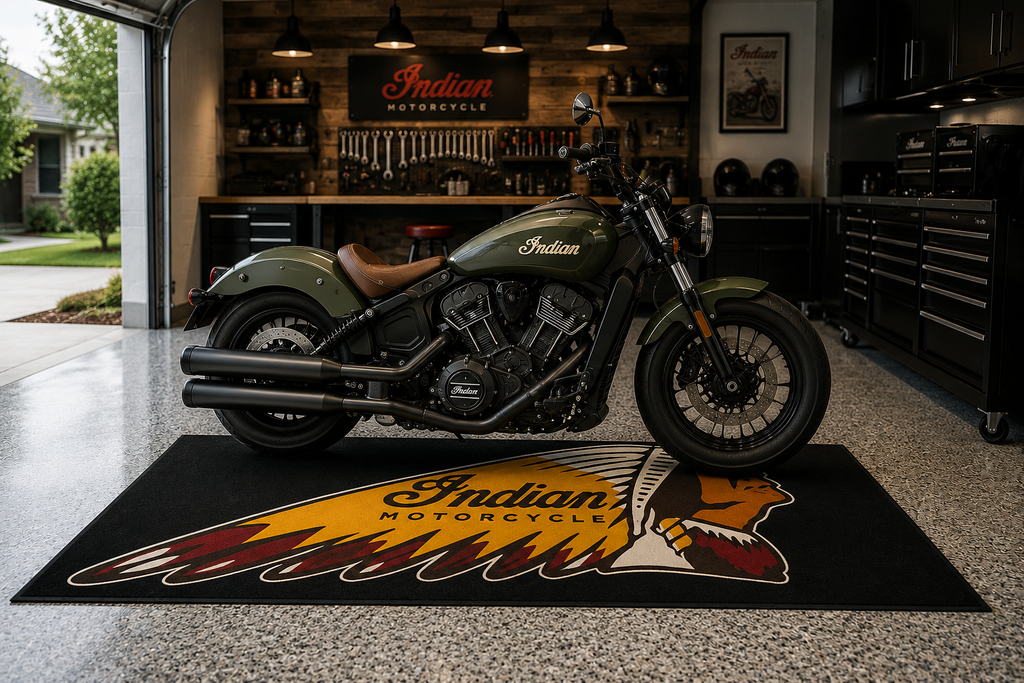 Indian Motorcycle Garage Mat – Premium 32x87 Inch Parking Floor Mat