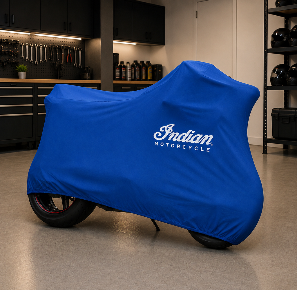 Indian Motorcycle Premium Indoor Motorcycle Cover – Soft Breathable Stretch Fabric Garage Dust Protection